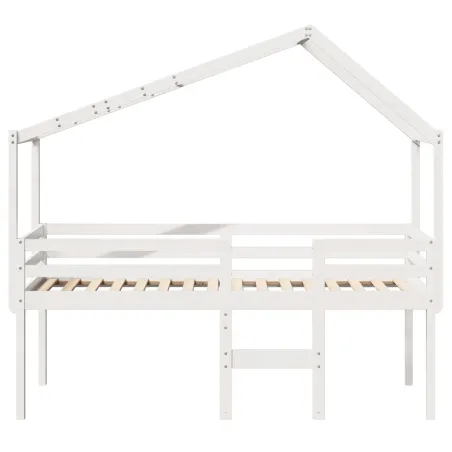Lit haut sans matelas blanc 75x190 cm bois de pin massif