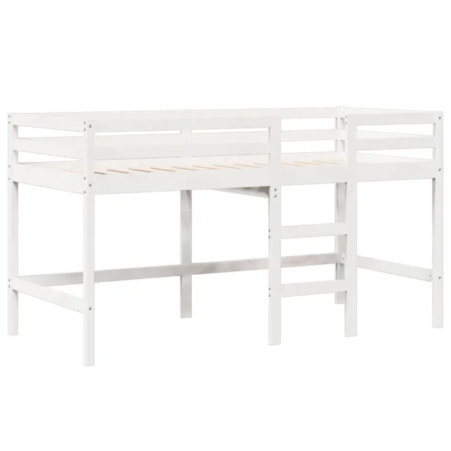 Lit haut sans matelas blanc 75x190 cm bois de pin massif