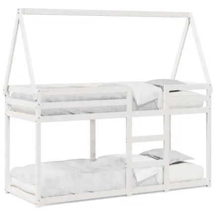 Lit superposé sans matelas blanc 90x200 cm bois de pin massif 2
