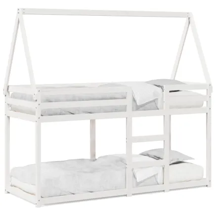 Lit superposé sans matelas blanc 80x200 cm bois de pin massif 2