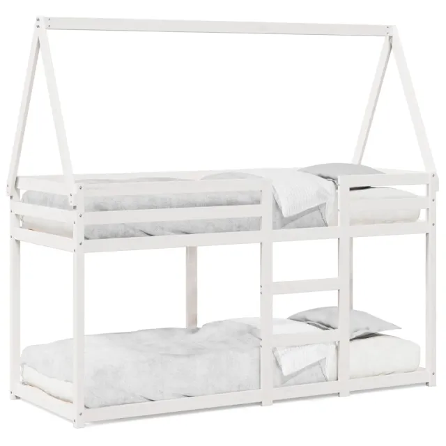 Lit superposé sans matelas blanc 80x200 cm bois de pin massif