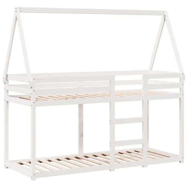 Lit superposé sans matelas blanc 80x200 cm bois de pin massif