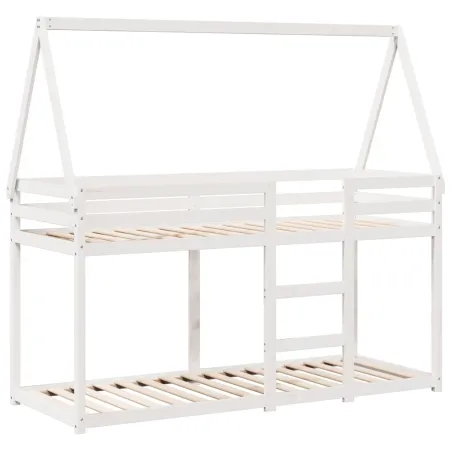Lit superposé sans matelas blanc 80x200 cm bois de pin massif
