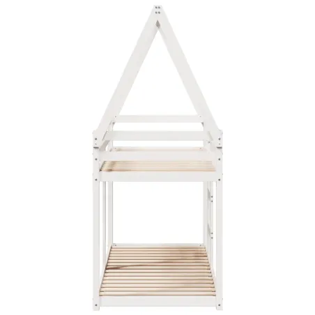 Lit superposé sans matelas blanc 80x200 cm bois de pin massif