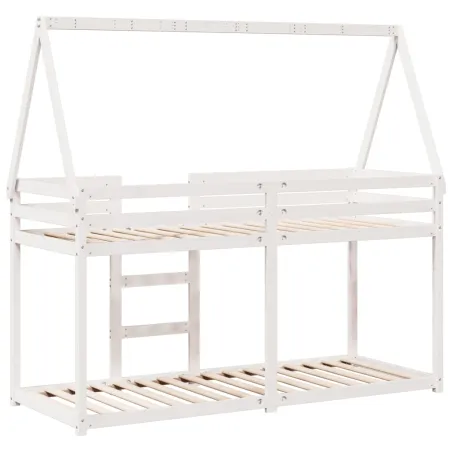 Lit superposé sans matelas blanc 80x200 cm bois de pin massif