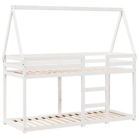 Lit superposé sans matelas blanc 90x190 cm bois de pin massif