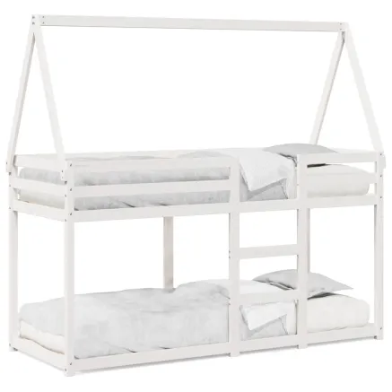 Lit superposé sans matelas blanc 90x190 cm bois de pin massif 2