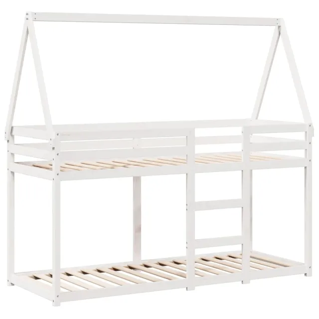 Lit superposé sans matelas blanc 90x190 cm bois de pin massif