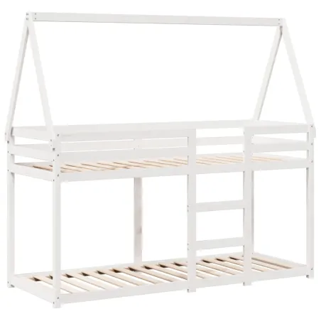 Lit superposé sans matelas blanc 90x190 cm bois de pin massif