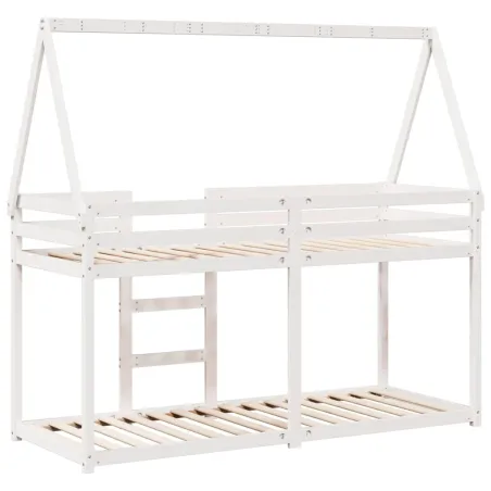 Lit superposé sans matelas blanc 90x190 cm bois de pin massif
