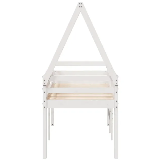 Lit haut sans matelas blanc 90x200 cm bois de pin massif