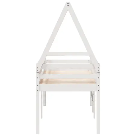 Lit haut sans matelas blanc 90x200 cm bois de pin massif