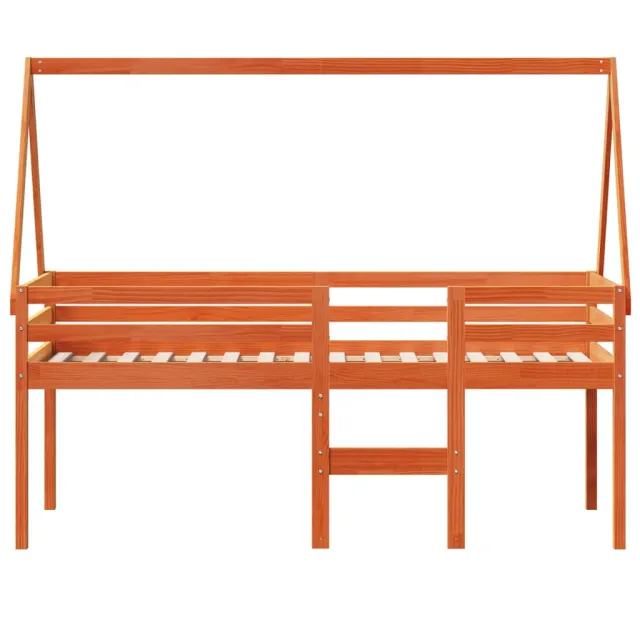 Lit haut sans matelas cire marron 90x200 cm bois de pin massif