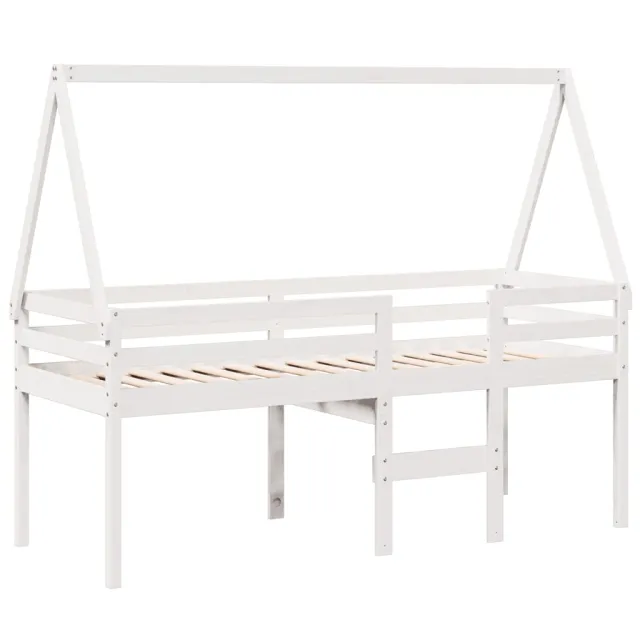 Lit haut sans matelas blanc 80x200 cm bois de pin massif