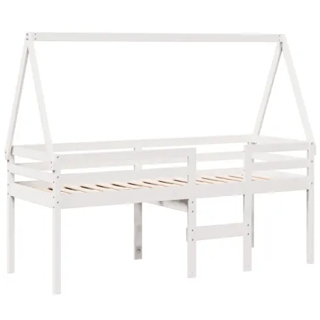 Lit haut sans matelas blanc 80x200 cm bois de pin massif