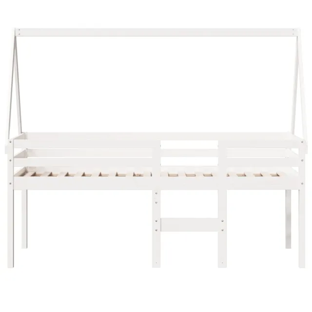 Lit haut sans matelas blanc 80x200 cm bois de pin massif