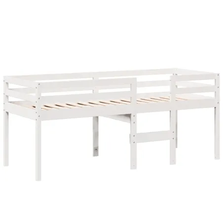Lit haut sans matelas blanc 80x200 cm bois de pin massif
