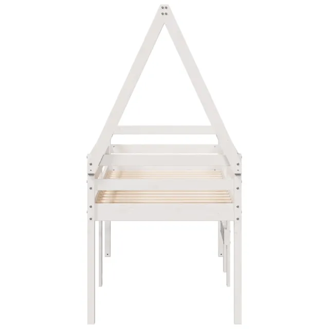 Lit haut sans matelas blanc 90x190 cm bois de pin massif