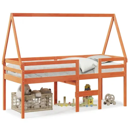 Lit haut sans matelas cire marron 75x190 cm bois de pin massif 2