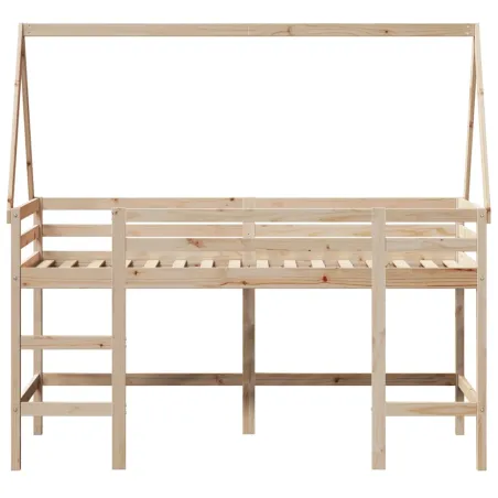 Lit superposé avec échelle et toit sans matelas 90x200 cm