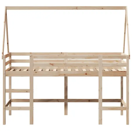 Lit superposé avec échelle et toit sans matelas 90x190 cm