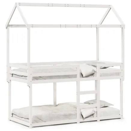 Lit superposé sans matelas blanc 90x200 cm bois de pin massif 2