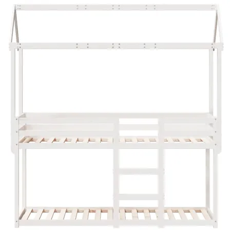 Lit superposé sans matelas blanc 90x200 cm bois de pin massif