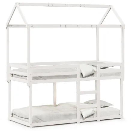 Lit superposé sans matelas blanc 90x200 cm bois de pin massif 2