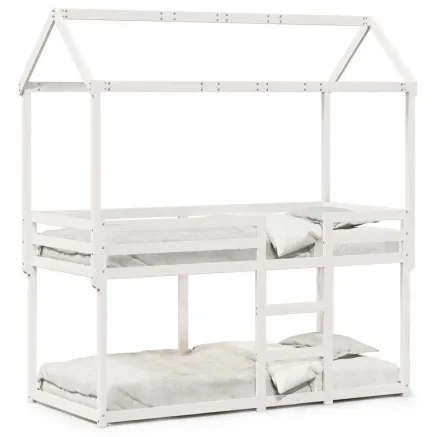 Lit superposé sans matelas blanc 80x200 cm bois de pin massif 2