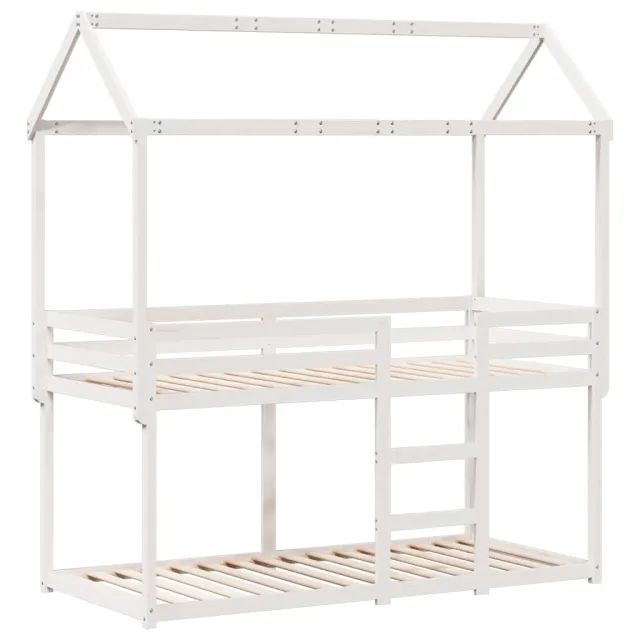 Lit superposé sans matelas blanc 80x200 cm bois de pin massif