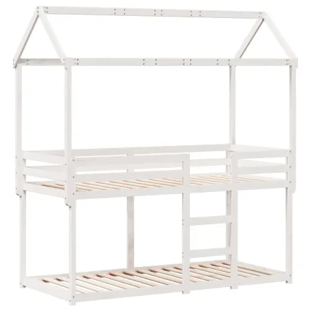 Lit superposé sans matelas blanc 80x200 cm bois de pin massif