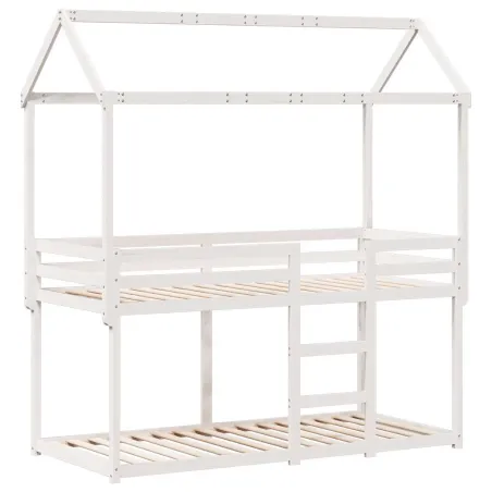 Lit superposé sans matelas blanc 90x190 cm bois de pin massif