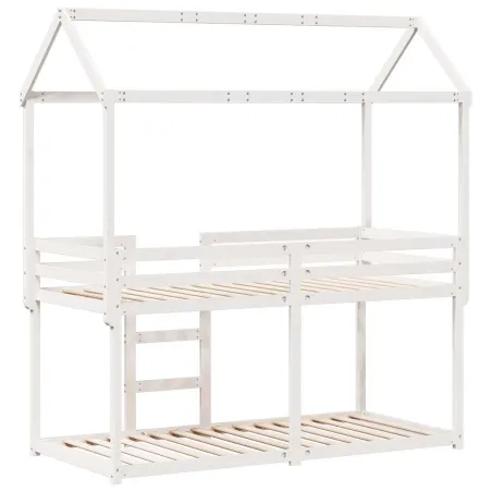 Lit superposé sans matelas blanc 90x190 cm bois de pin massif