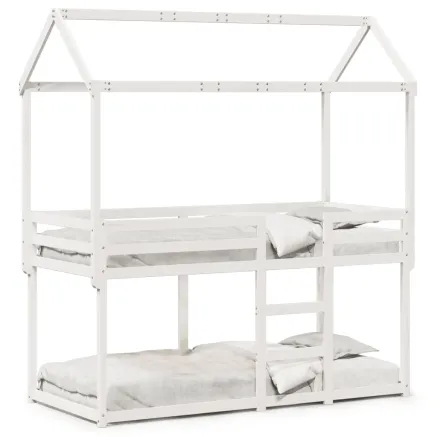 Lit superposé sans matelas blanc 90x190 cm bois de pin massif 2