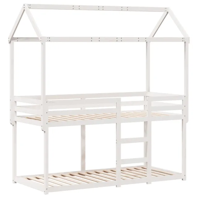 Lit superposé sans matelas blanc 90x190 cm bois de pin massif
