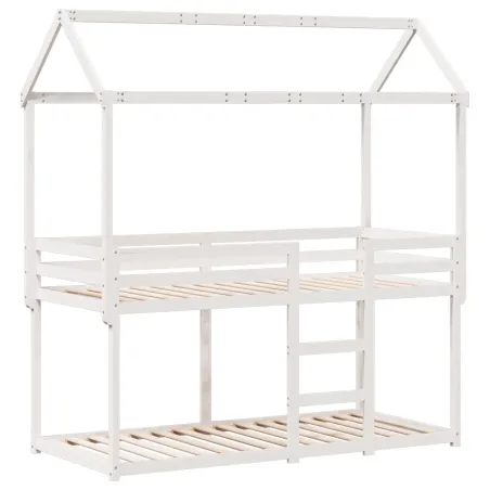 Lit superposé sans matelas blanc 90x190 cm bois de pin massif