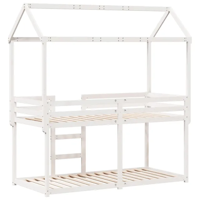 Lit superposé sans matelas blanc 90x190 cm bois de pin massif