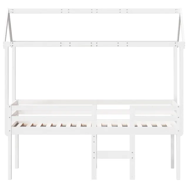 Lit haut sans matelas blanc 90x200 cm bois de pin massif