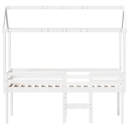 Lit haut sans matelas blanc 90x200 cm bois de pin massif