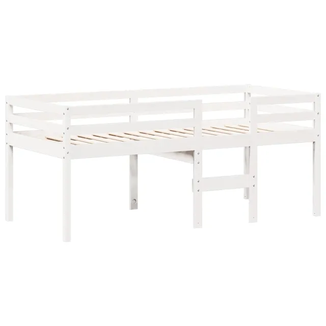 Lit haut sans matelas blanc 90x200 cm bois de pin massif