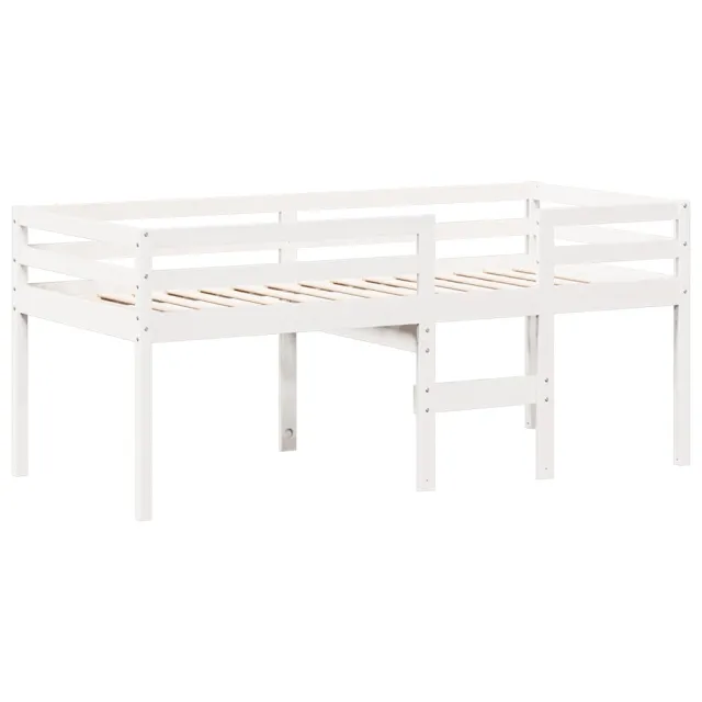 Lit haut sans matelas blanc 75x190 cm bois de pin massif