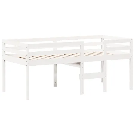 Lit haut sans matelas blanc 75x190 cm bois de pin massif