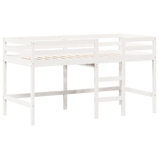 Lit superposé avec échelle et toit sans matelas blanc 90x190 cm