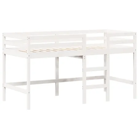 Lit superposé avec échelle et toit sans matelas blanc 90x190 cm