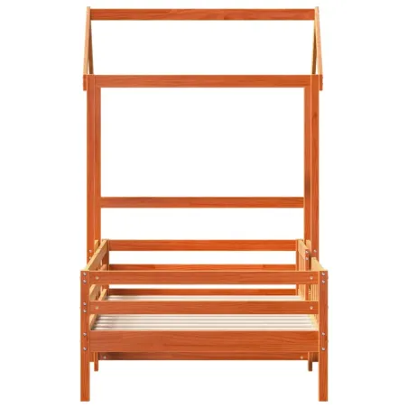 Cadre de lit avec toit sans matelas cire marron 100x200 cm