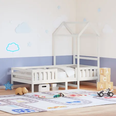 Cadre de lit avec toit sans matelas blanc 75x190 cm