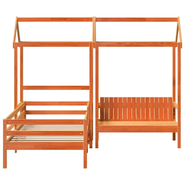 Ensemble de lit et de banc avec toit sans matelas 75x190 cm