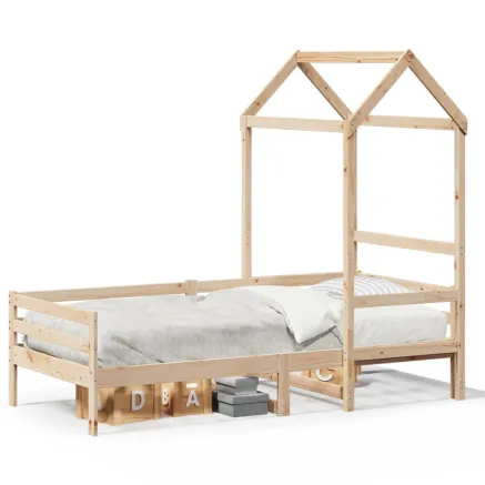 Lit de jour avec toit sans matelas 80x200 cm bois massif 2