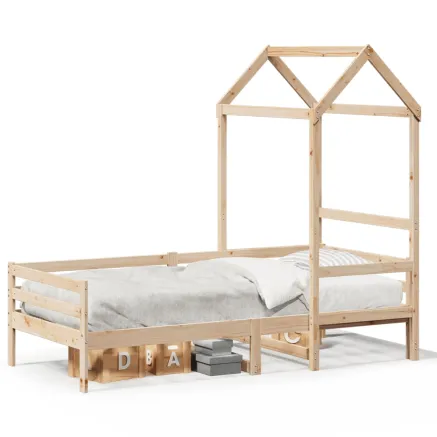 Lit de jour avec toit sans matelas 90x200 cm bois massif 2