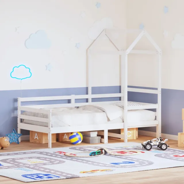 Lit de jour avec toit sans matelas blanc 80x200 cm bois massif